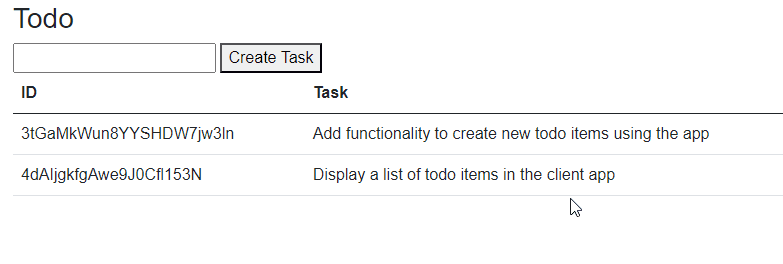 A new item is added to the table