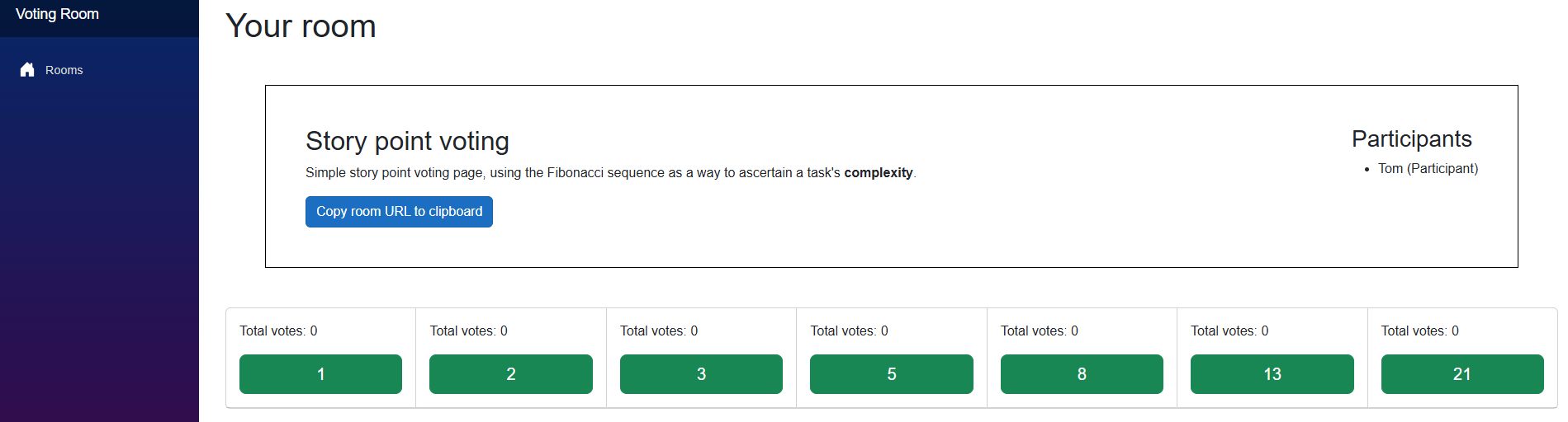 The end result of our Voting Room app