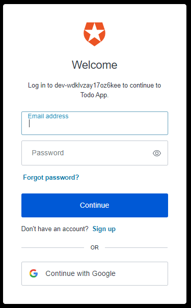 Auth0 login page