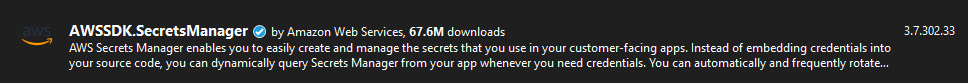 The AWS SDK Secrets Manager NuGet packageV