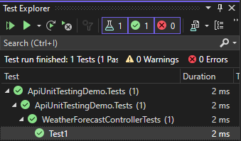 Test Explorer window in Visual Studio
