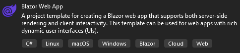 Visual Studio template for a Blazor Web App