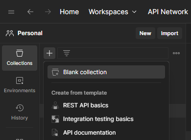 Create a new collection in Postman