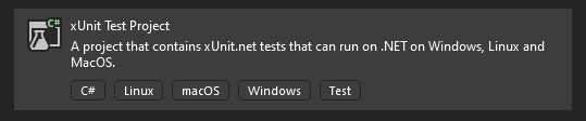 xUnit test project template in Visual Studio