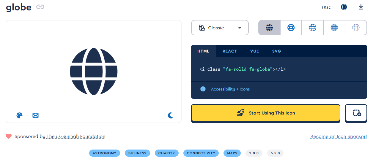 Icon implementation details from Font Awesome