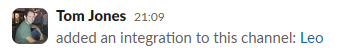 Slack integration has been added to the channel