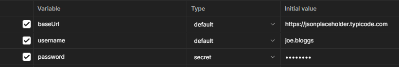 Mask credentials using the "secret" variable type