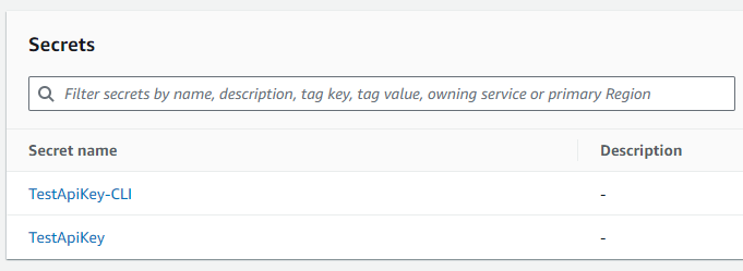 View secrets in the AWS console
