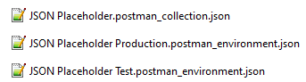Collection and environments exported as JSON files