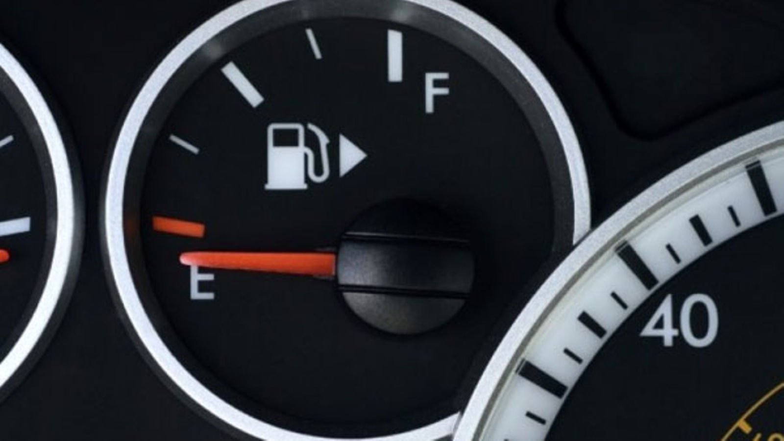 Fuel gauge showing an empty tank