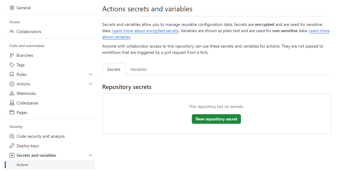 Add a secret for your Slack webhook URL