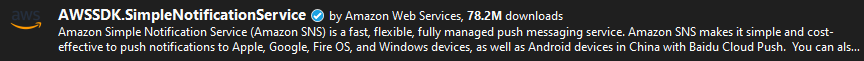 The AWS SDK NuGet package for SNS