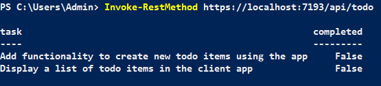Contentful task list displayed in PowerShell